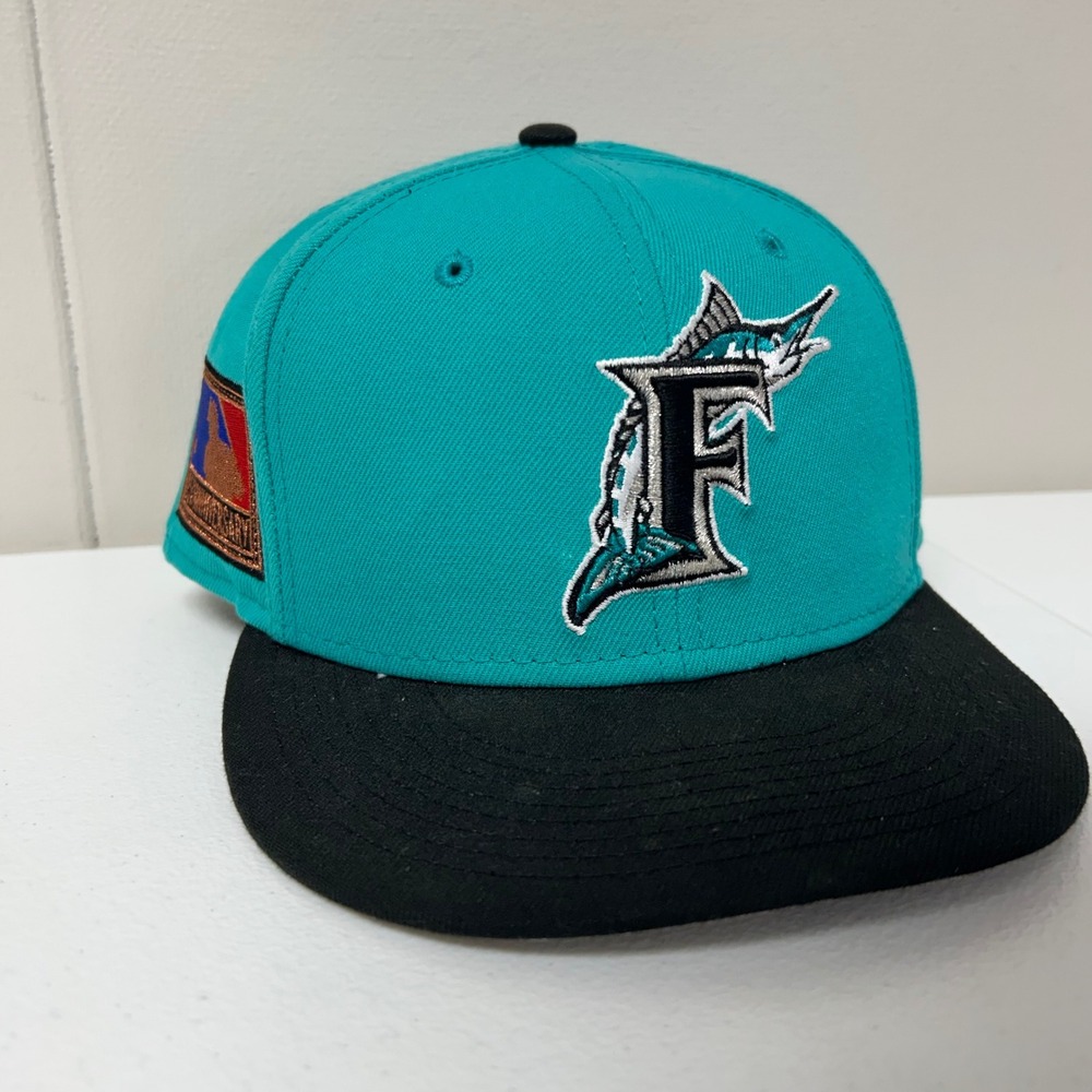 Florida Marlins New Era 59FIFTY Baseball Cap Mens 7 3/8 Teal 25th Anniversary